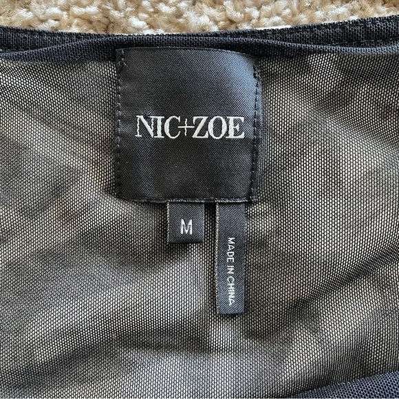 Nic + Zoe Wrap Dress Women’s M Black White Printed V Neck Lined Resort Palm Leaf - Picture 5 of 16